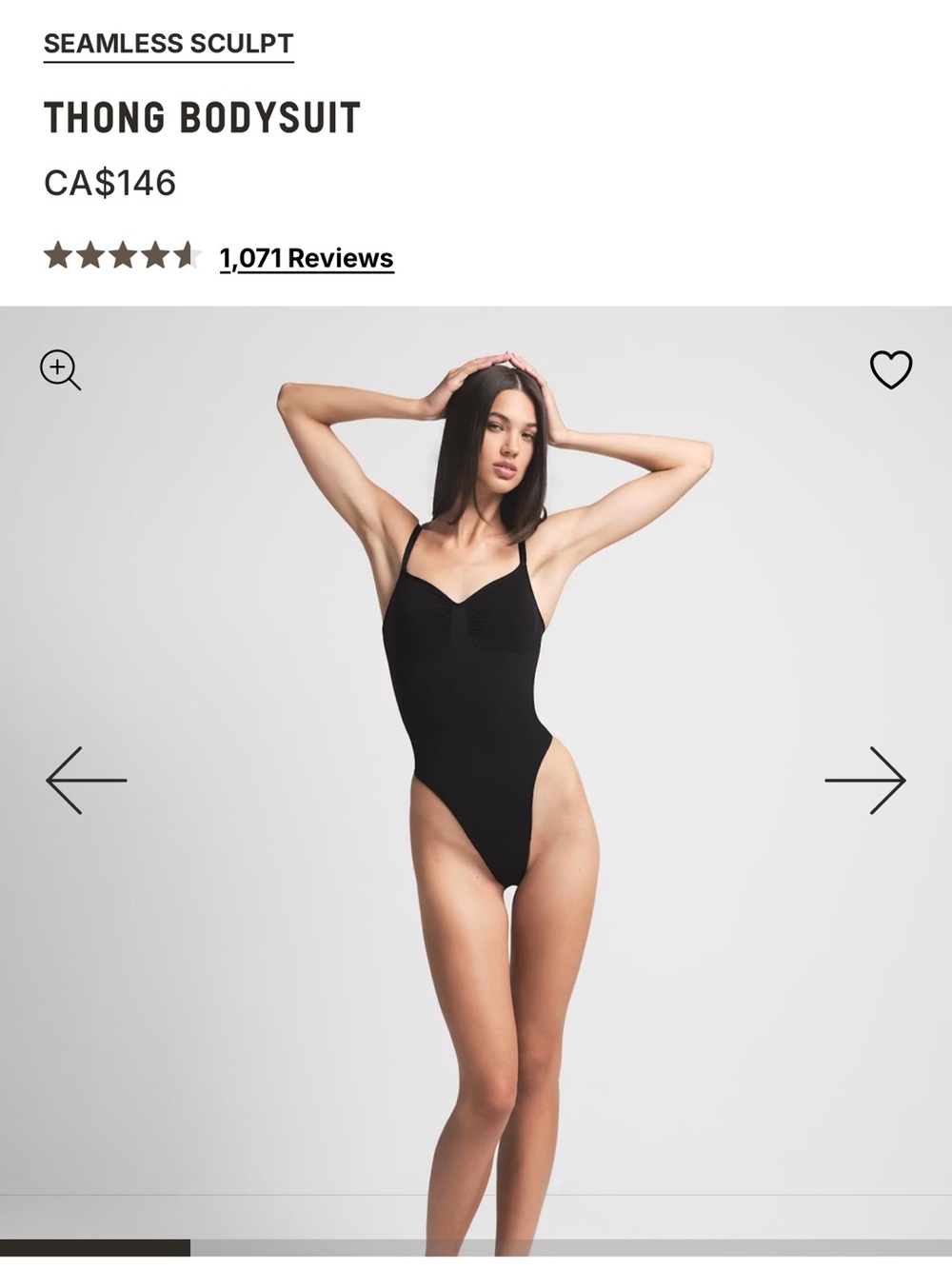 Seamless Black Thong Bodysuit